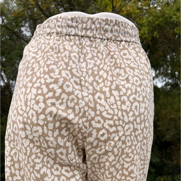 J. Crew Factory Leopard Print Drawstring Elastic Waist Crop Pants New Size 12 - Picture 6 of 8